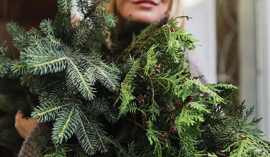 Woman Holding Garland